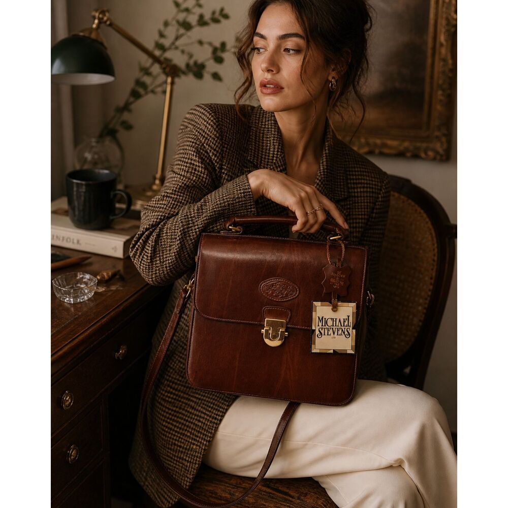 Vintage Genuine Leather Briefcase | Doctor Bag Style Top Handle Satchel Brown